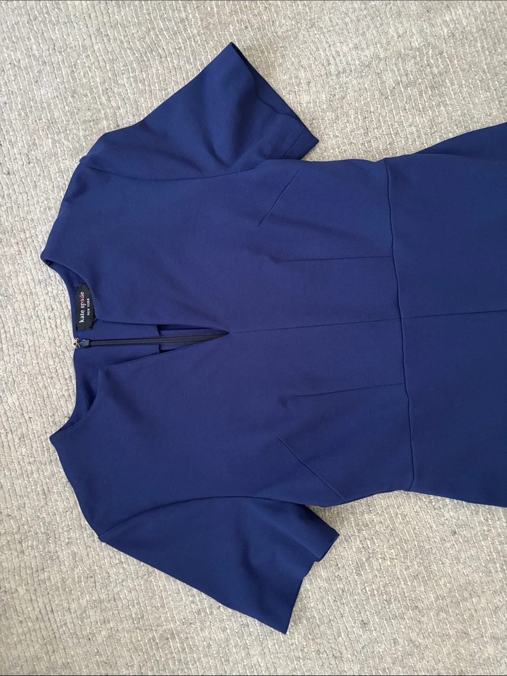 Kate Spade Split Neck Jumpsuit Size S Blue Modern Professional Effortless Chic